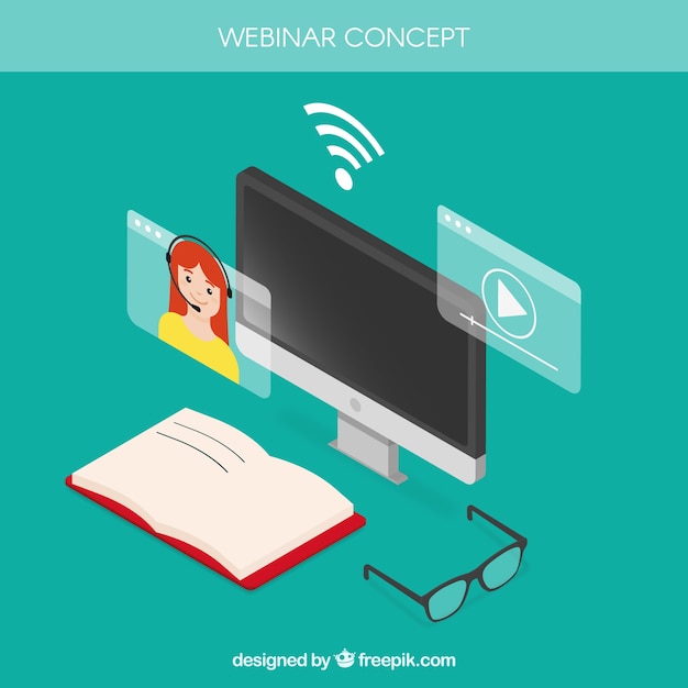 Modern isometric webinar background