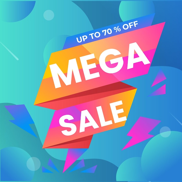 Vector modern mega sale banner composition with flat discount background template abstract vector