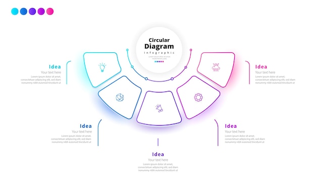 Vector modern minimalist elegant clean circular steps editable infographic design template vector