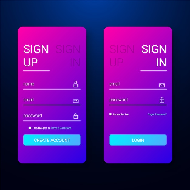 Modern Mobile Sign Up and Sign In Form