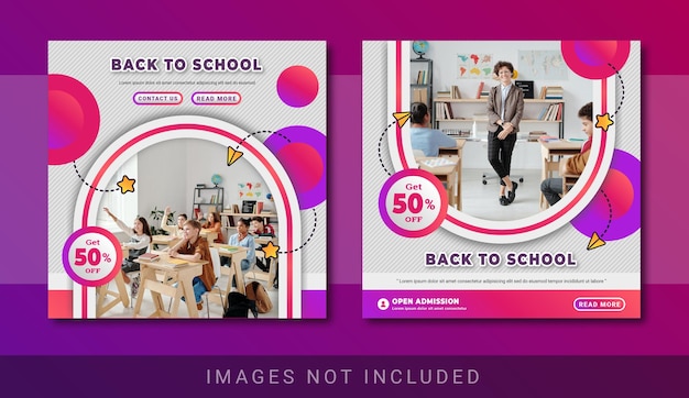 Modern open admission back to school Instagram Post Social Media Banner Template