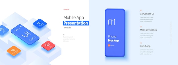 Modern presentation of a mobile application Mobile phone mockup