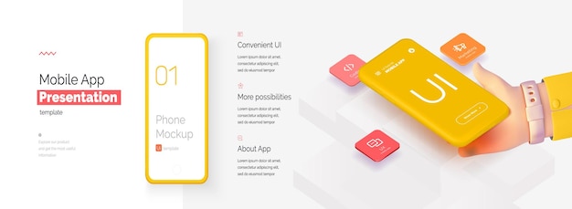 Modern presentation of a mobile application Mobile phone mockup