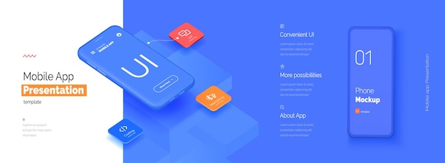 Modern presentation of a mobile application Mobile phone mockup