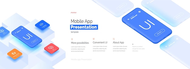 Modern presentation of a mobile application Mobile phone mockup