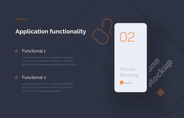 Vector modern presentation of a mobile application website template mobile phone mockup