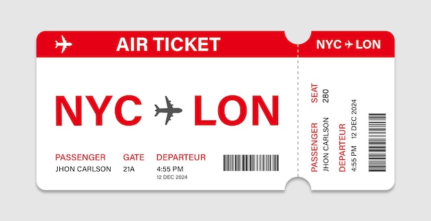 Vector modern and realistic airline ticket vector