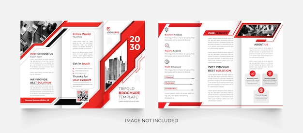 Modern red and black trifold business brochure