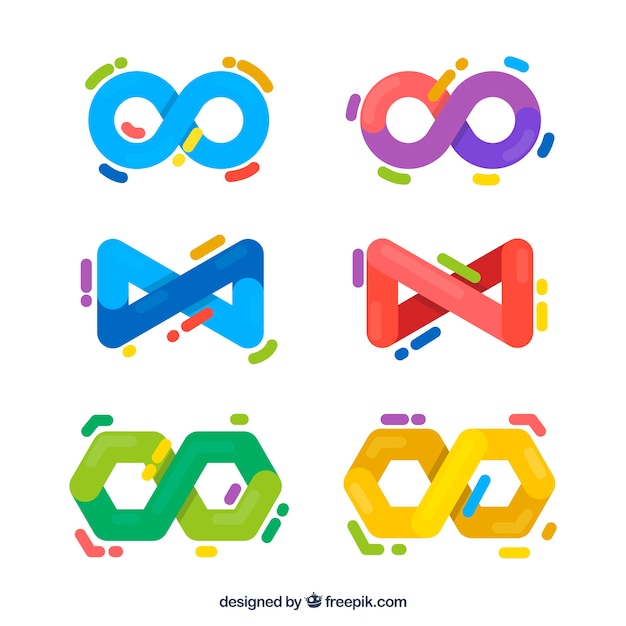 Modern set of colorful infinity symbols