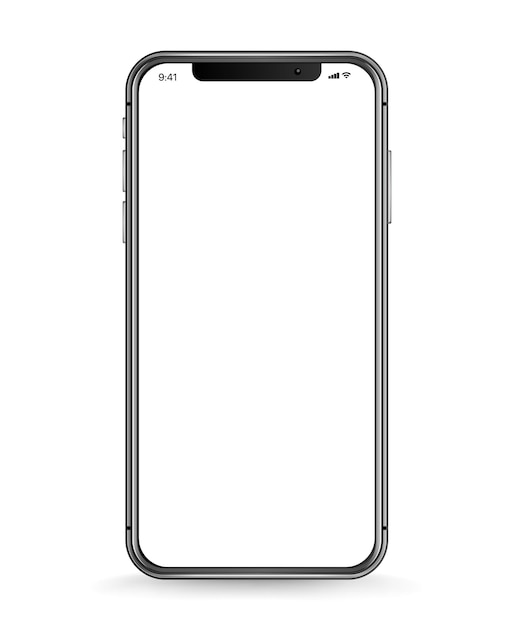 Modern smartphone with blank white screen. Realistic vector illustration