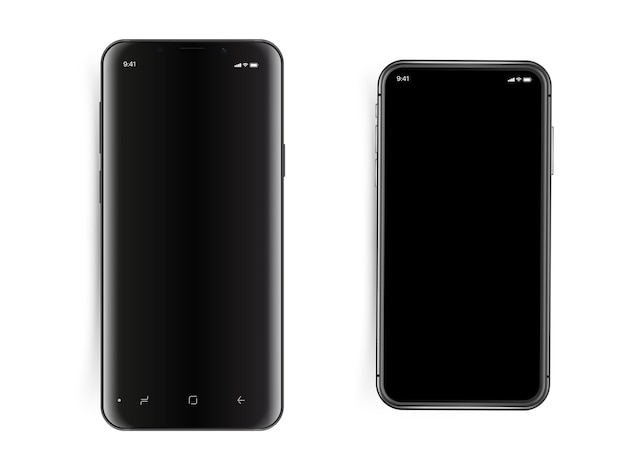 Modern smartphones set isolated on white