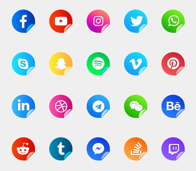 modern social media logos and icons set