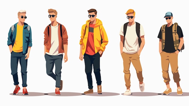 Vector modern street fashion men vector illustration