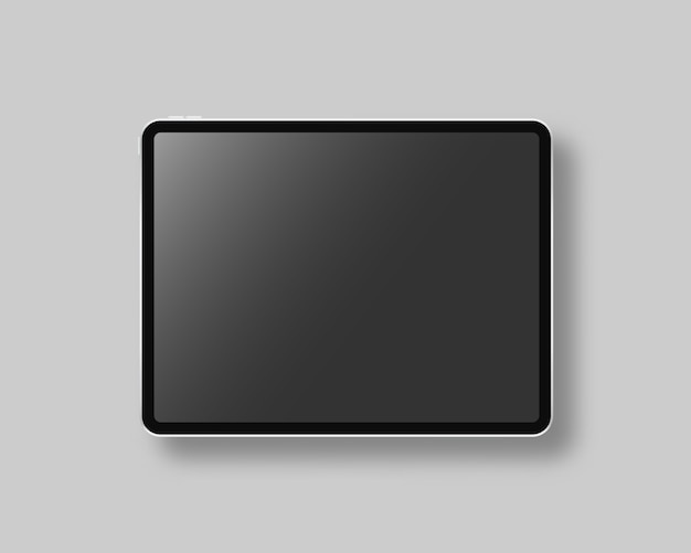 Vector modern tablet with blank screen.  scene. black tablet  on grey background. realistic  illustration.
