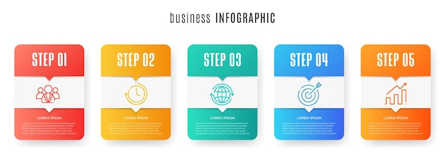 Vector modern timeline infographic template 5 steps