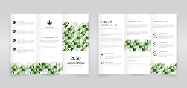 Vector modern trifold brochure or pamphlet template for eco friendly or organic products and services