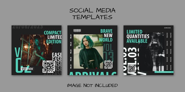 Vector modern urban futuristic streetwear fashion design for social media post template editable text