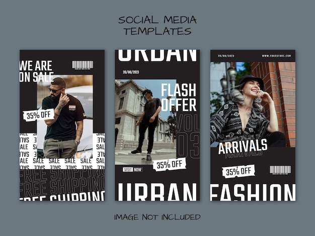 Vector modern urban futuristic streetwear fashion design for social media post template