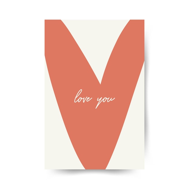 Modern Valentines day vertical flyer postcard or poster template Love hand drawn trendy illustratio