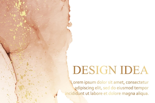 Vector modern watercolor background with abstract ink waves and golden splashes