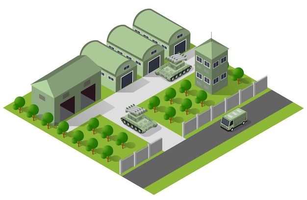 Module base camp object element for building design army armed