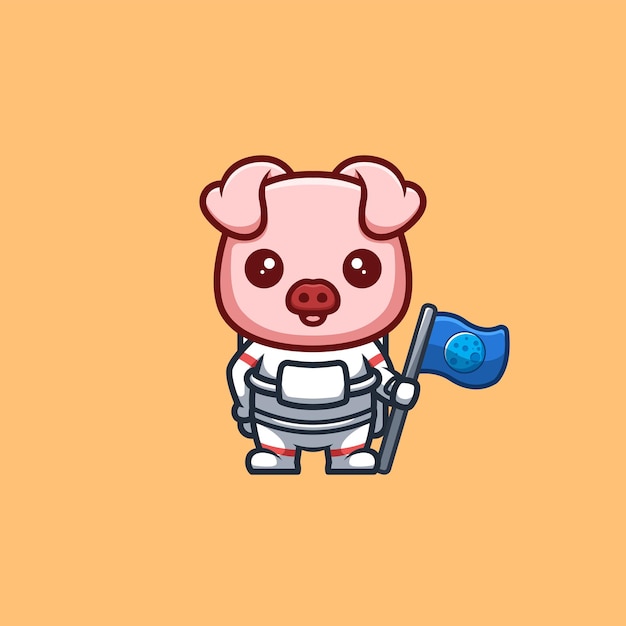 Monkey Astronaut Cute Creative Kawaii Cartoon Mascot Logo