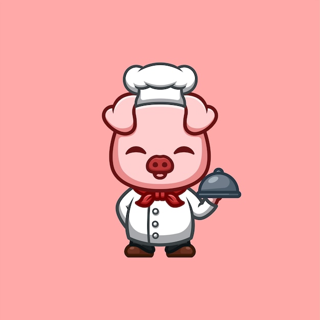 Monkey Chef Cute Creative Kawaii Cartoon Mascot Logo