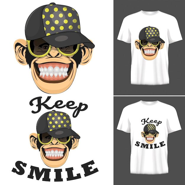 Monkey Cool Tshirt Print Design with Mockup