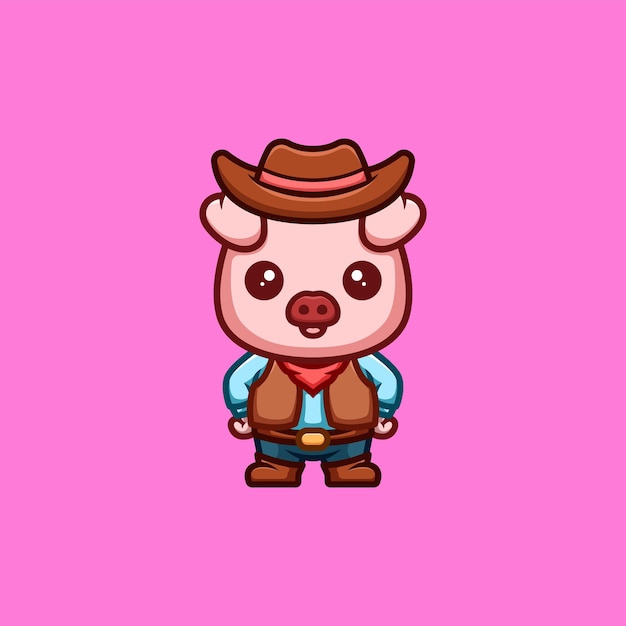 Monkey Cowboy Cute Creative Kawaii Cartoon Mascot Logo