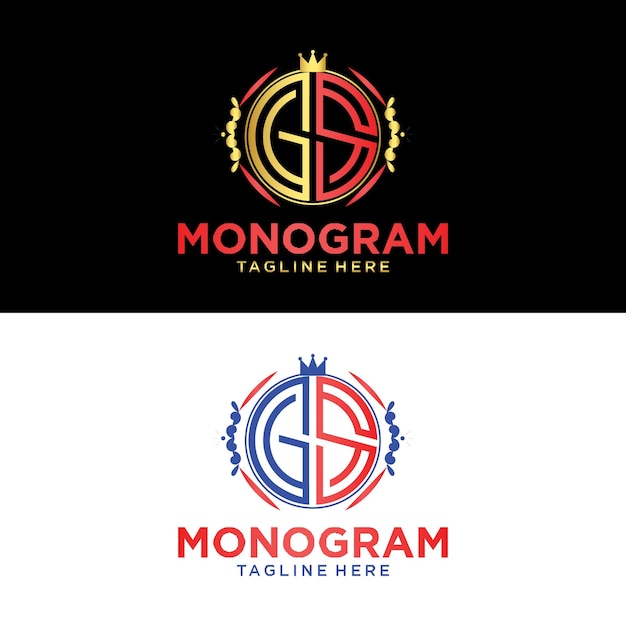 Monogram logo met een kroon en een kroon