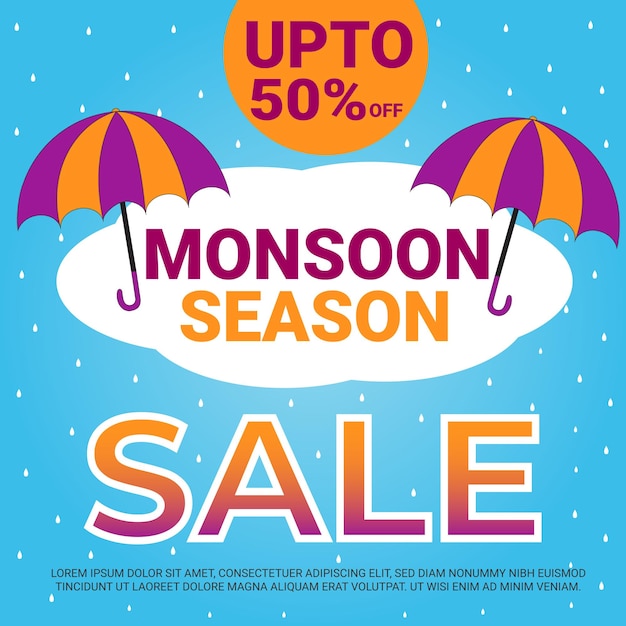 Vector monsoon sale banner monsoon season sale ad