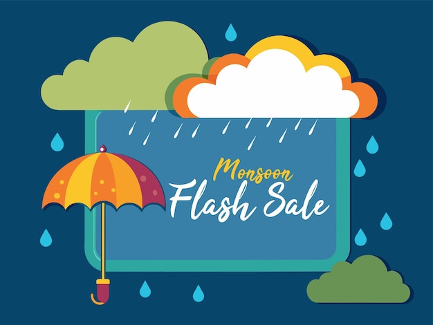 Vector monsoon sale composition with flat design