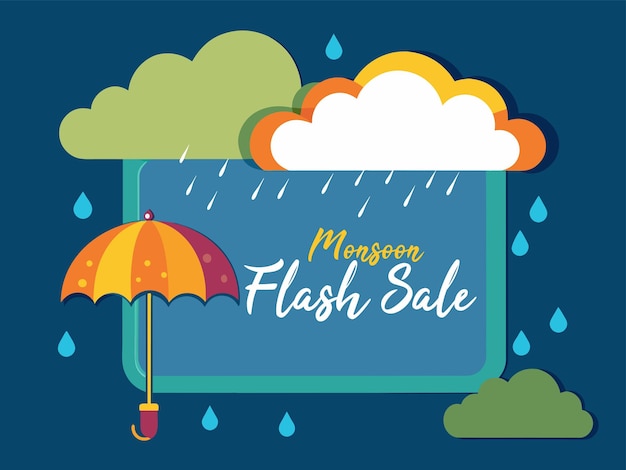 monsoon sale composition with flat design