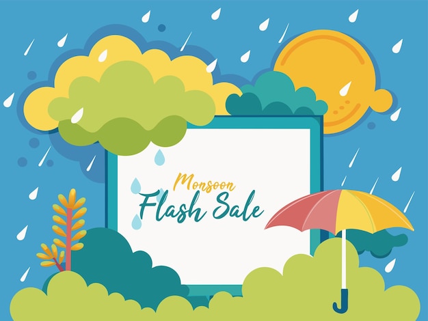 Vector monsoon sale composition with flat design