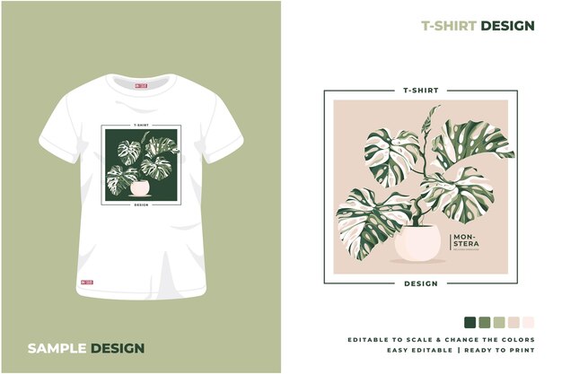 Vector monstera plant t shirt design