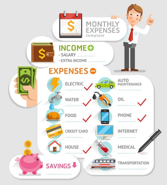 Monthly expenses template. 