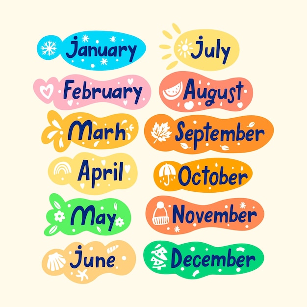 Vector months of the year template design