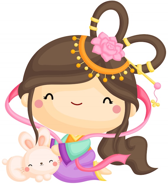 Moon Goddess with Cute Rabbit