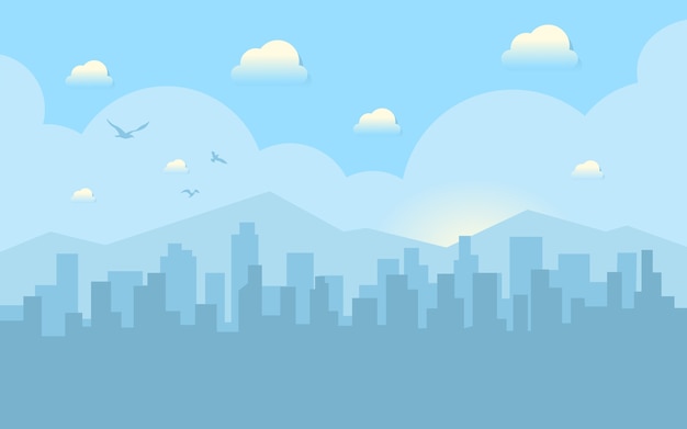 Vector morning city skyline