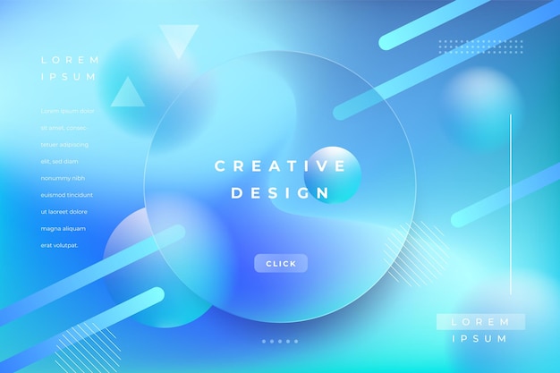 Vector morph background gradient blue color with circle shape glass effect frame title text.