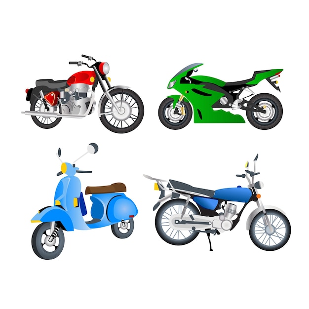 Vector motocycle transportation design vector set collection vector illustration