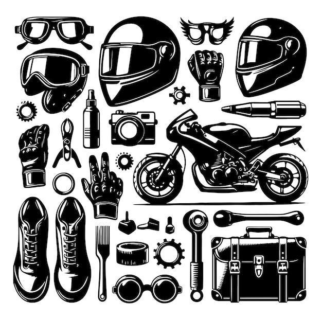 Vector motorcycle elements vector illustration