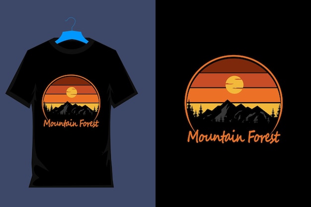 Mountain Forest Retro T Shirt Design