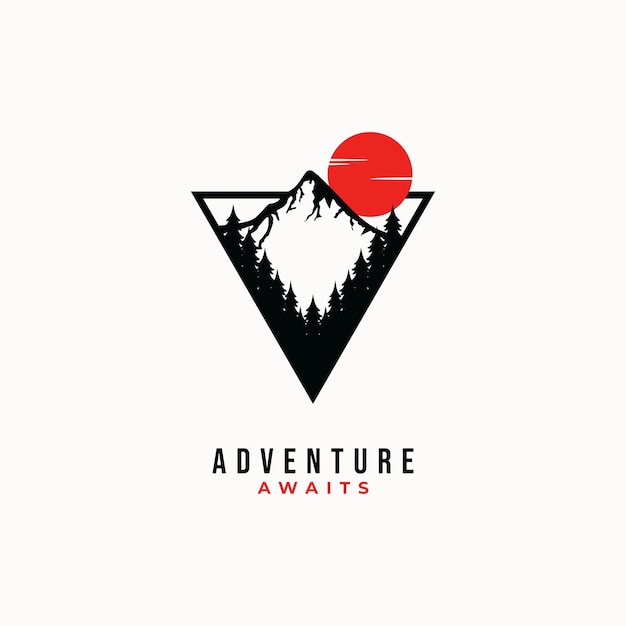 mountain outdoors vector graphic in vintage style adventure traveling wilderness logo illustration