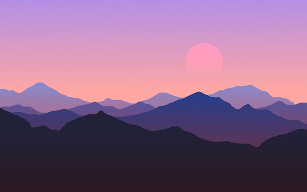 Mountain sunset nature landscape