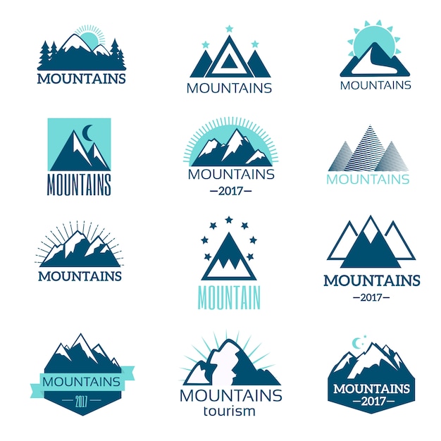 Mountain symbol vector set