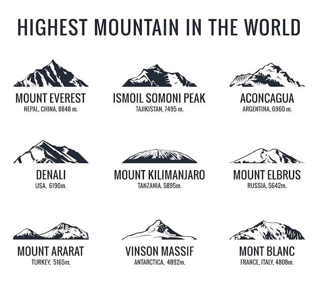 Vector mountain tourist logos set.