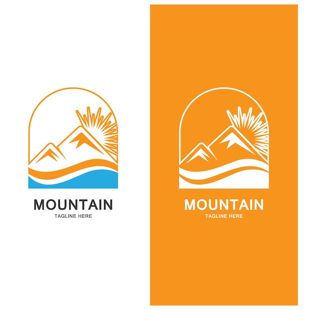 Mountain and wave logo landscape  icons template