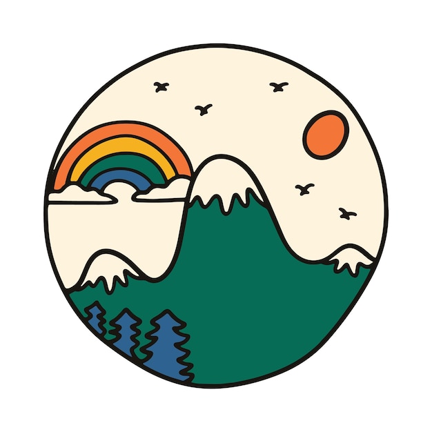 Mountains and rainbow graphic illustration vector art tshirt design