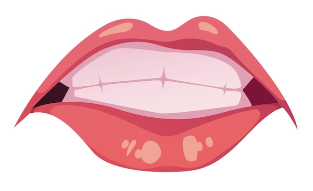 Mouth teeth lips woman angry scream isolated concept graphic design illustration